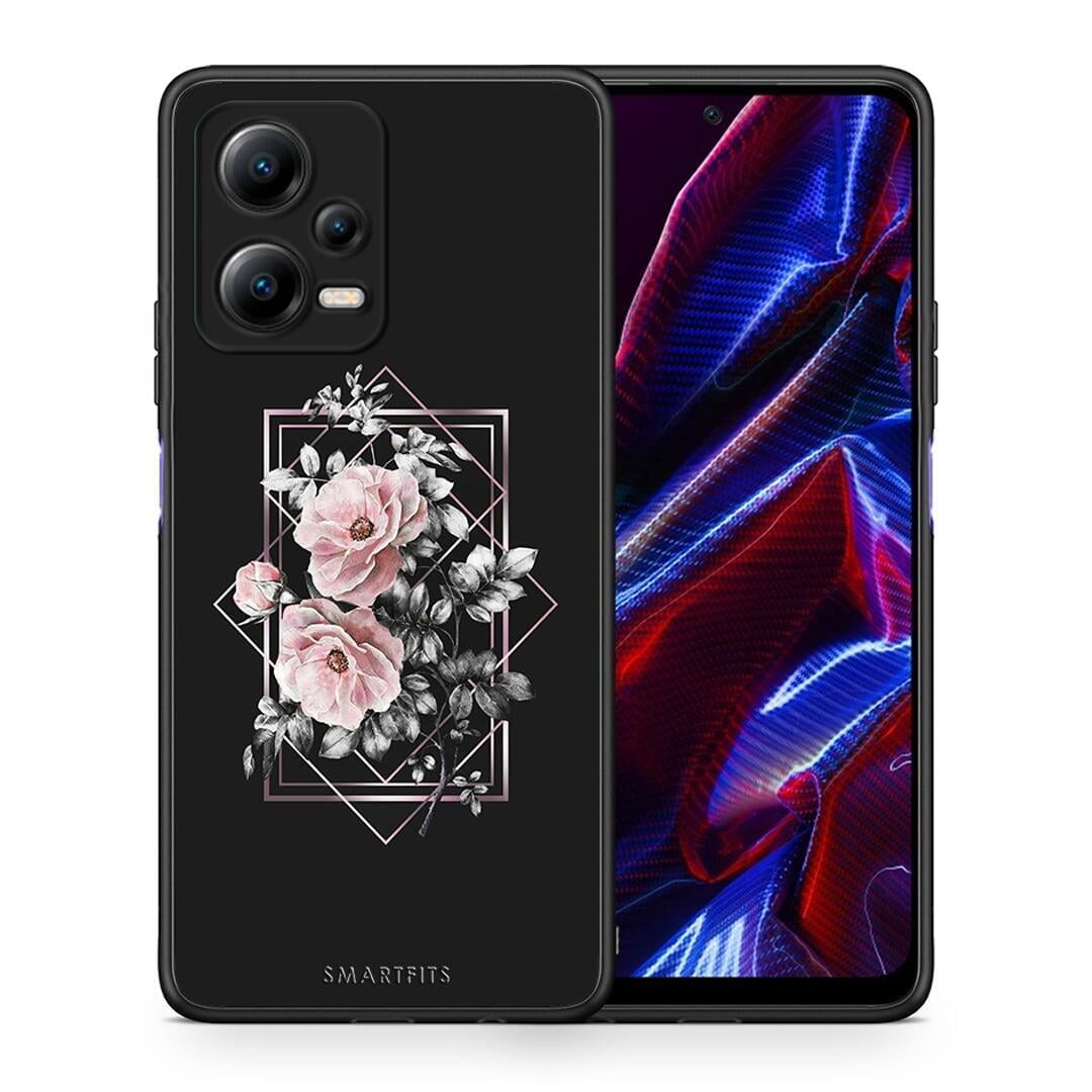 Θήκη Xiaomi Redmi Note 12 5G Flower Frame από τη Smartfits με σχέδιο στο πίσω μέρος και μαύρο περίβλημα | Xiaomi Redmi Note 12 5G Flower Frame Case with Colorful Back and Black Bezels