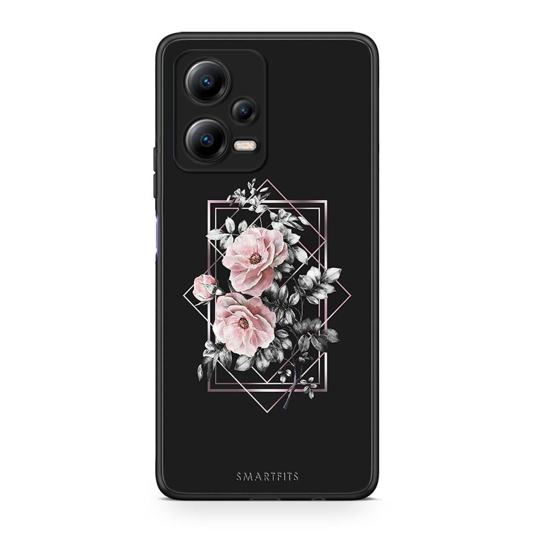 Θήκη Xiaomi Redmi Note 12 5G Flower Frame από τη Smartfits με σχέδιο στο πίσω μέρος και μαύρο περίβλημα | Xiaomi Redmi Note 12 5G Flower Frame Case with Colorful Back and Black Bezels