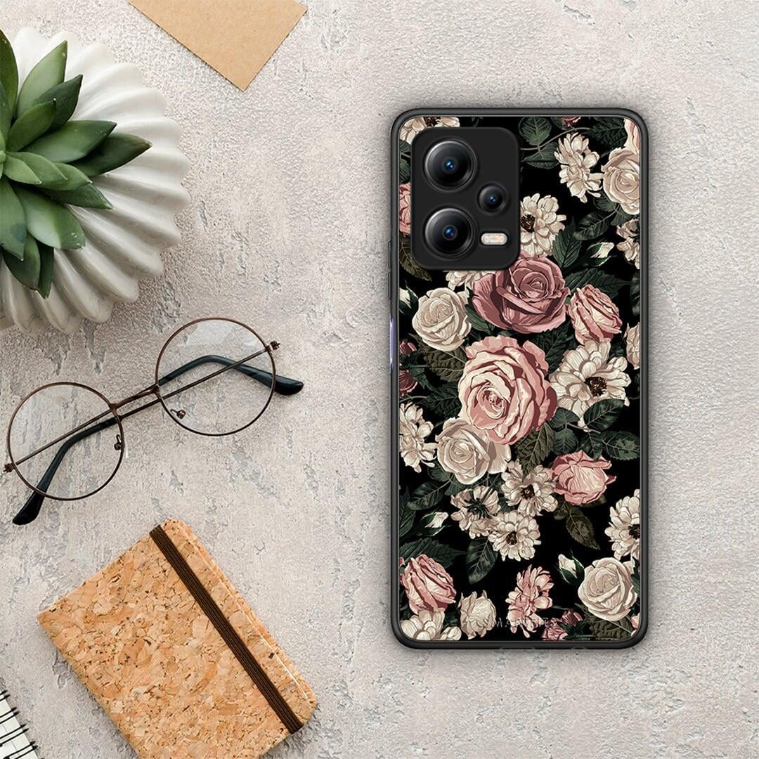 Θήκη Xiaomi Redmi Note 12 5G Flower Wild Roses από τη Smartfits με σχέδιο στο πίσω μέρος και μαύρο περίβλημα | Xiaomi Redmi Note 12 5G Flower Wild Roses Case with Colorful Back and Black Bezels