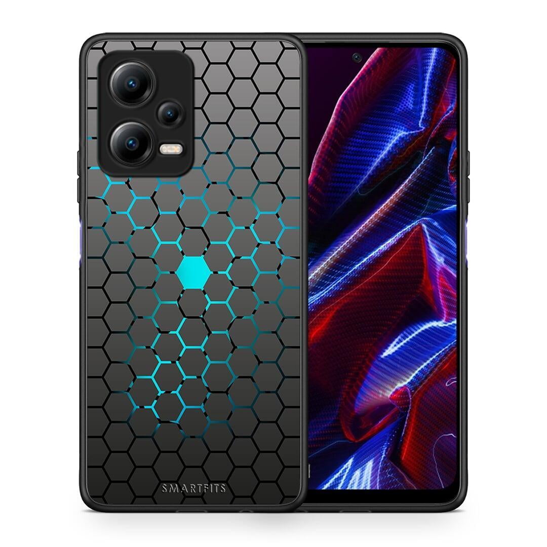 Θήκη Xiaomi Redmi Note 12 5G Geometric Hexagonal από τη Smartfits με σχέδιο στο πίσω μέρος και μαύρο περίβλημα | Xiaomi Redmi Note 12 5G Geometric Hexagonal Case with Colorful Back and Black Bezels