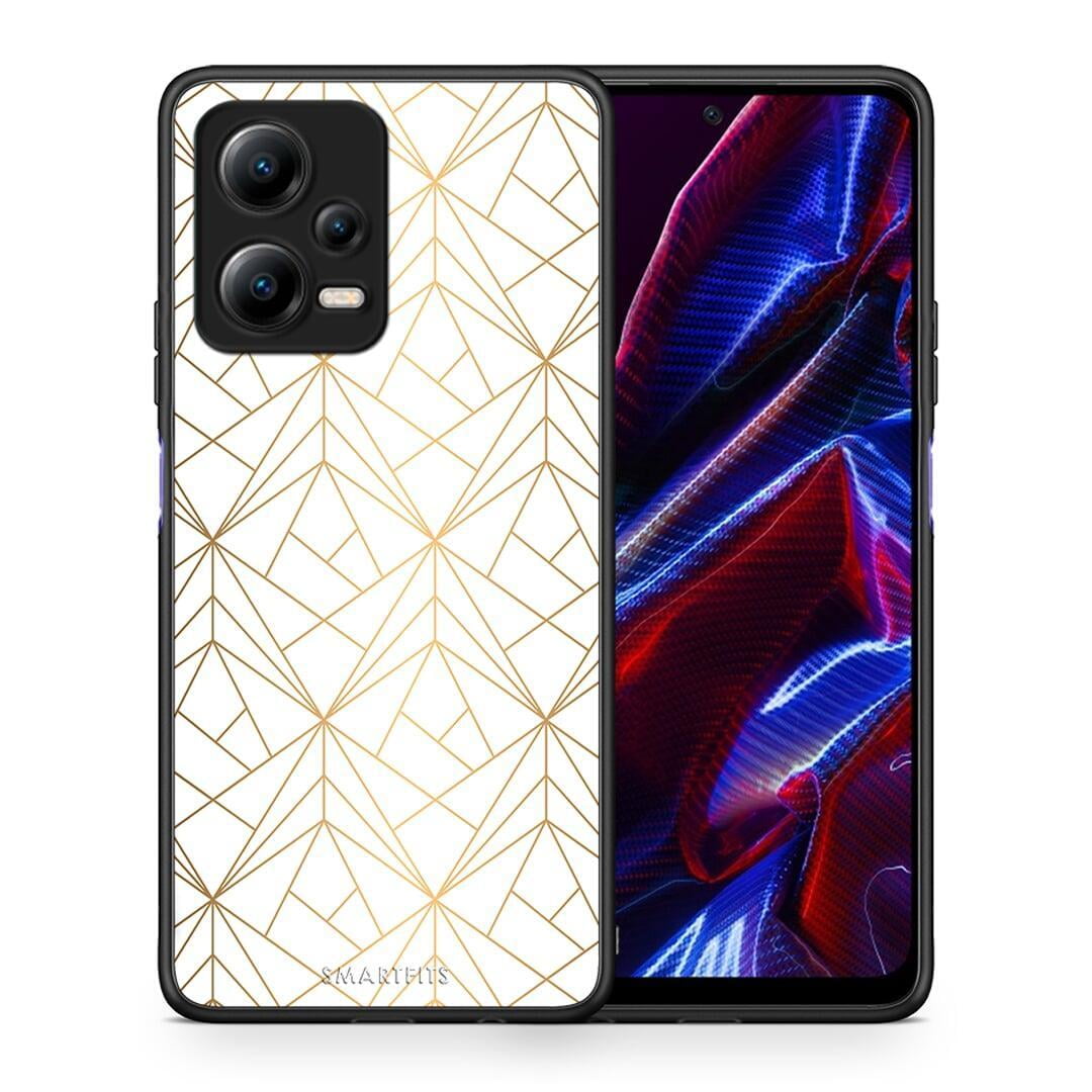 Θήκη Xiaomi Redmi Note 12 5G Geometric Luxury White από τη Smartfits με σχέδιο στο πίσω μέρος και μαύρο περίβλημα | Xiaomi Redmi Note 12 5G Geometric Luxury White Case with Colorful Back and Black Bezels