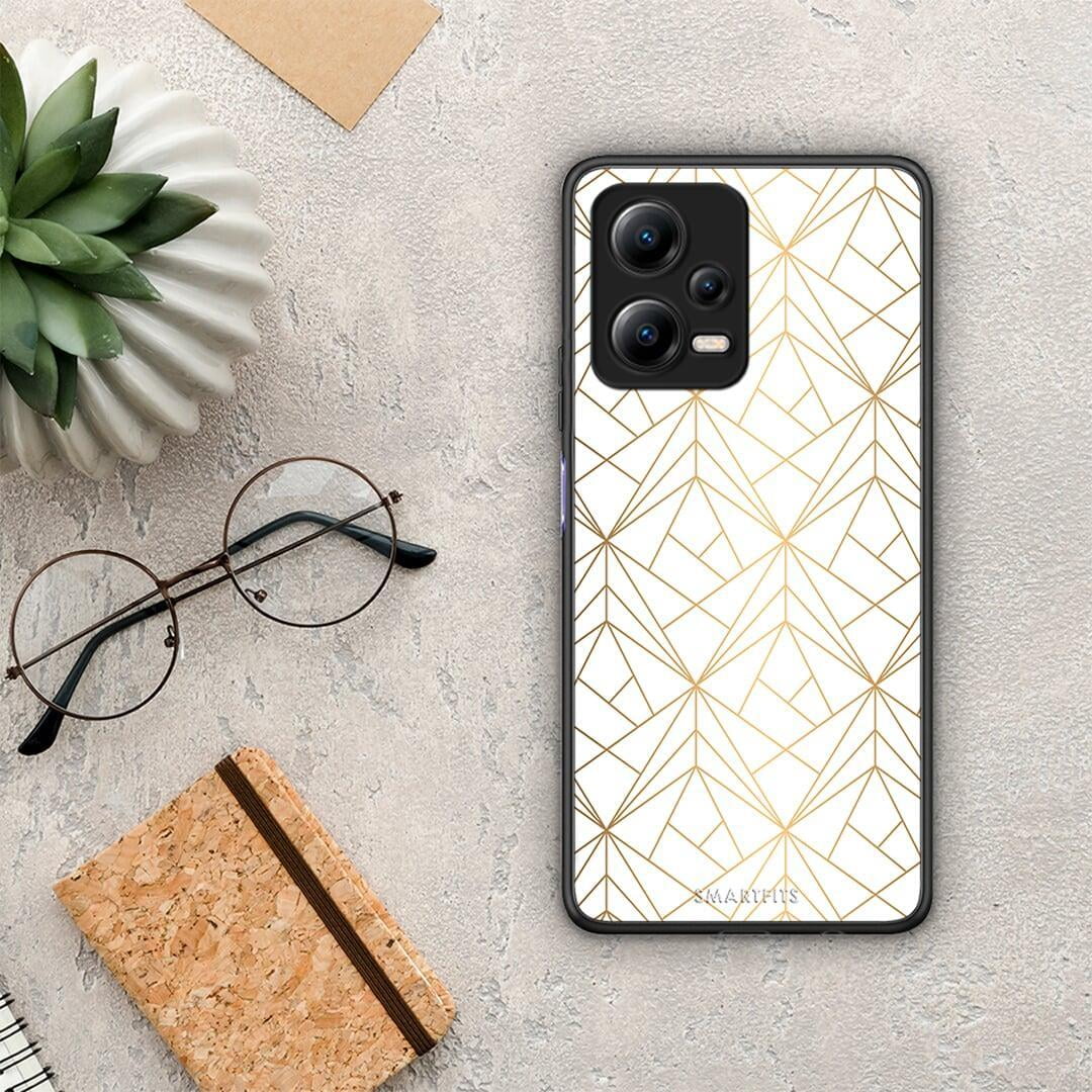 Θήκη Xiaomi Redmi Note 12 5G Geometric Luxury White από τη Smartfits με σχέδιο στο πίσω μέρος και μαύρο περίβλημα | Xiaomi Redmi Note 12 5G Geometric Luxury White Case with Colorful Back and Black Bezels