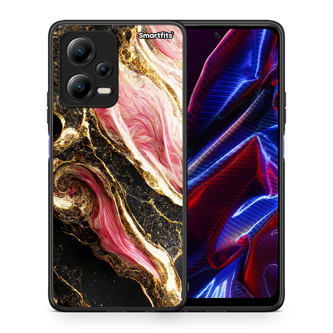 Θήκη Xiaomi Redmi Note 12 5G Glamorous Pink Marble από τη Smartfits με σχέδιο στο πίσω μέρος και μαύρο περίβλημα | Xiaomi Redmi Note 12 5G Glamorous Pink Marble Case with Colorful Back and Black Bezels