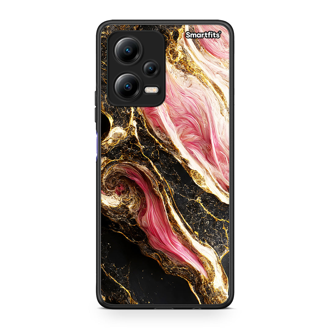 Θήκη Xiaomi Redmi Note 12 5G Glamorous Pink Marble από τη Smartfits με σχέδιο στο πίσω μέρος και μαύρο περίβλημα | Xiaomi Redmi Note 12 5G Glamorous Pink Marble Case with Colorful Back and Black Bezels