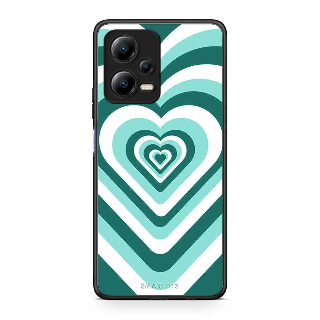 Θήκη Xiaomi Redmi Note 12 5G Green Hearts από τη Smartfits με σχέδιο στο πίσω μέρος και μαύρο περίβλημα | Xiaomi Redmi Note 12 5G Green Hearts Case with Colorful Back and Black Bezels