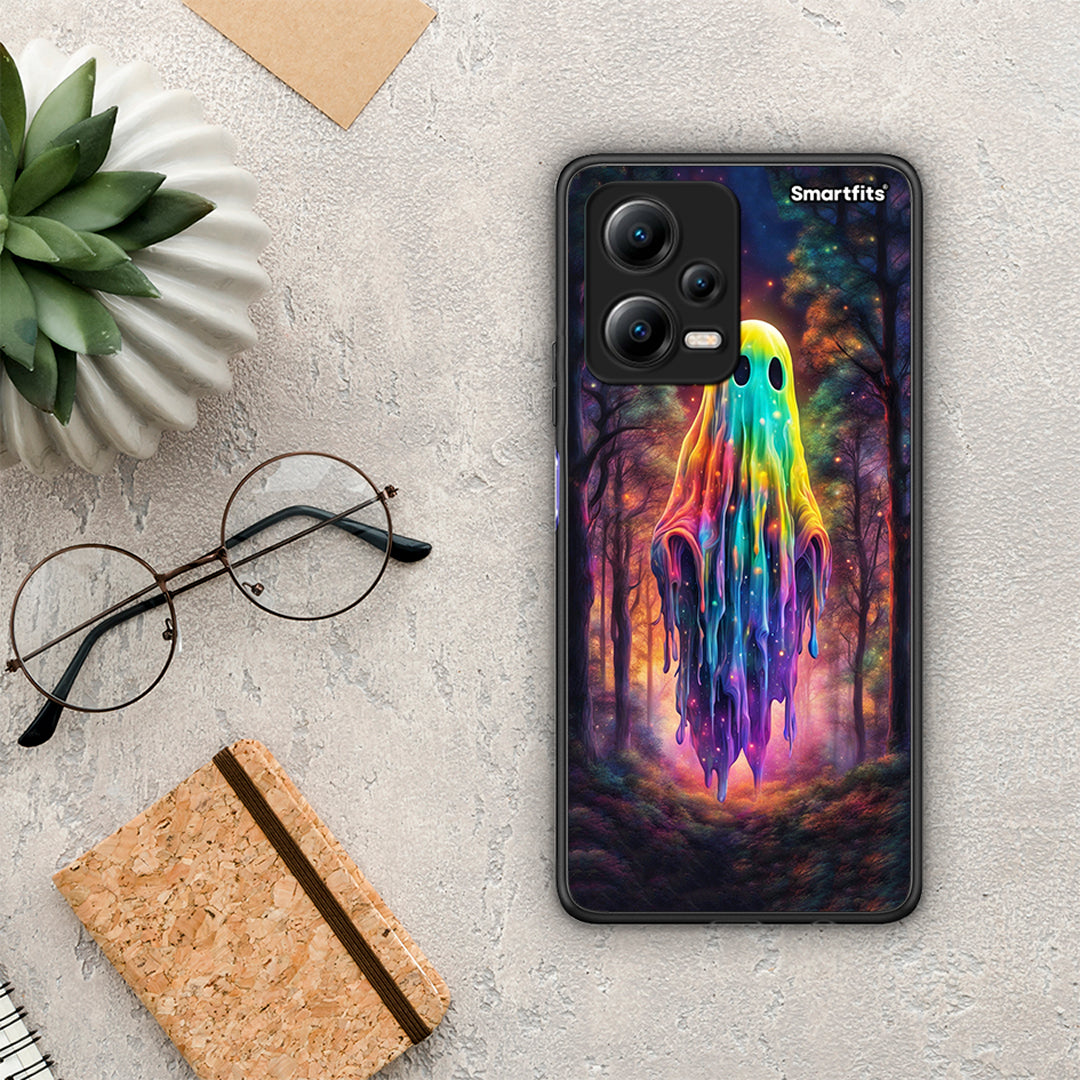 Θήκη Xiaomi Poco X5 5G Dual Halloween Ghost από τη Smartfits με σχέδιο στο πίσω μέρος και μαύρο περίβλημα | Xiaomi Poco X5 5G Dual Halloween Ghost Case with Colorful Back and Black Bezels