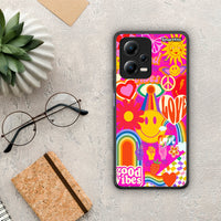 Thumbnail for Θήκη Xiaomi Redmi Note 12 5G Hippie Love από τη Smartfits με σχέδιο στο πίσω μέρος και μαύρο περίβλημα | Xiaomi Redmi Note 12 5G Hippie Love Case with Colorful Back and Black Bezels