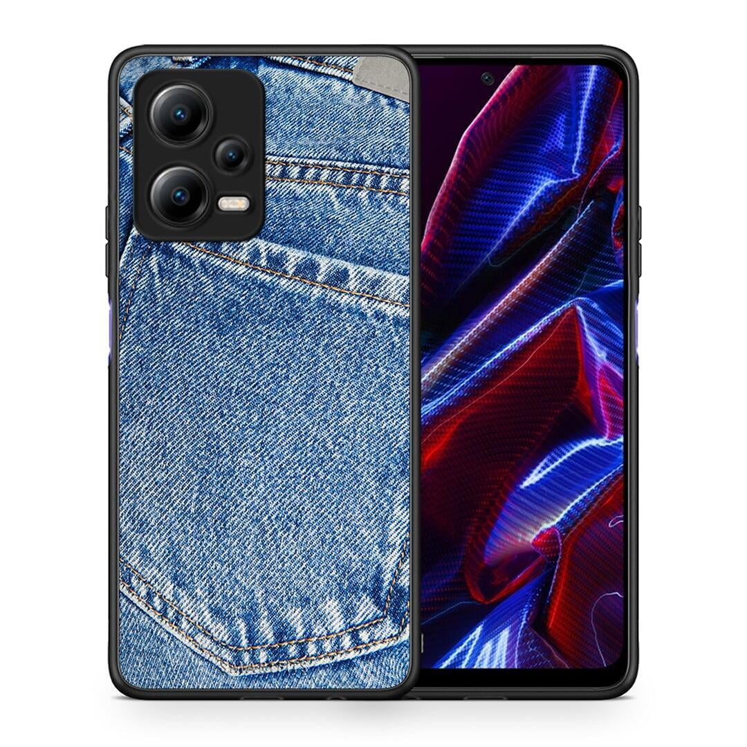 Θήκη Xiaomi Redmi Note 12 5G Jeans Pocket από τη Smartfits με σχέδιο στο πίσω μέρος και μαύρο περίβλημα | Xiaomi Redmi Note 12 5G Jeans Pocket Case with Colorful Back and Black Bezels