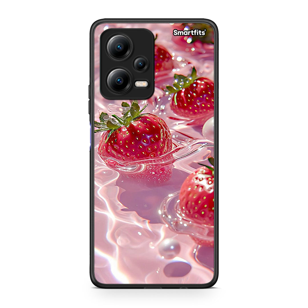 Θήκη Xiaomi Poco X5 5G Dual / Redmi Note 12 5G Juicy Strawberries από τη Smartfits με σχέδιο στο πίσω μέρος και μαύρο περίβλημα | Xiaomi Poco X5 5G Dual / Redmi Note 12 5G Juicy Strawberries Case with Colorful Back and Black Bezels