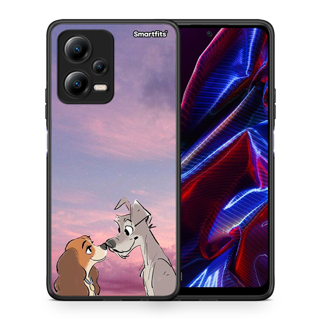 Θήκη Xiaomi Redmi Note 12 5G Lady And Tramp από τη Smartfits με σχέδιο στο πίσω μέρος και μαύρο περίβλημα | Xiaomi Redmi Note 12 5G Lady And Tramp Case with Colorful Back and Black Bezels