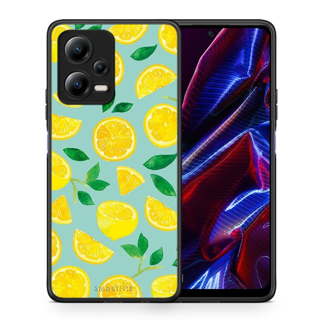 Θήκη Xiaomi Redmi Note 12 5G Lemons από τη Smartfits με σχέδιο στο πίσω μέρος και μαύρο περίβλημα | Xiaomi Redmi Note 12 5G Lemons Case with Colorful Back and Black Bezels