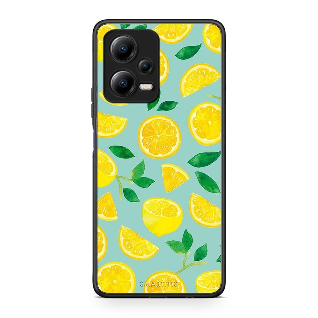 Θήκη Xiaomi Redmi Note 12 5G Lemons από τη Smartfits με σχέδιο στο πίσω μέρος και μαύρο περίβλημα | Xiaomi Redmi Note 12 5G Lemons Case with Colorful Back and Black Bezels