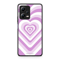 Thumbnail for Θήκη Xiaomi Redmi Note 12 5G Lilac Hearts από τη Smartfits με σχέδιο στο πίσω μέρος και μαύρο περίβλημα | Xiaomi Redmi Note 12 5G Lilac Hearts Case with Colorful Back and Black Bezels