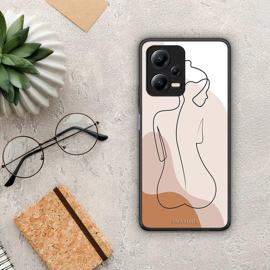 Θήκη Xiaomi Redmi Note 12 5G LineArt Woman από τη Smartfits με σχέδιο στο πίσω μέρος και μαύρο περίβλημα | Xiaomi Redmi Note 12 5G LineArt Woman Case with Colorful Back and Black Bezels