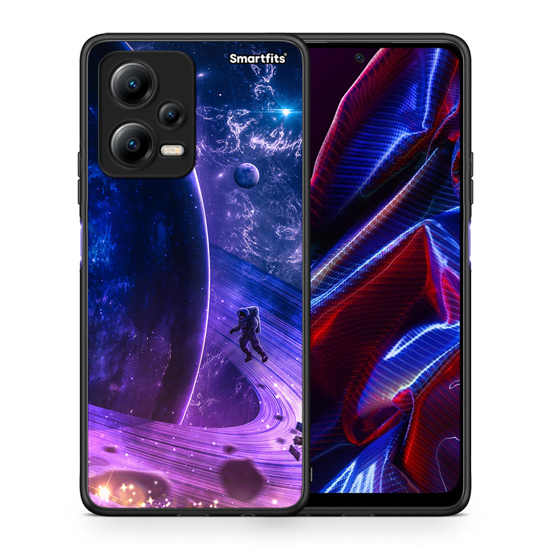 Θήκη Xiaomi Poco X5 5G Dual Lost Astronaut από τη Smartfits με σχέδιο στο πίσω μέρος και μαύρο περίβλημα | Xiaomi Poco X5 5G Dual Lost Astronaut Case with Colorful Back and Black Bezels