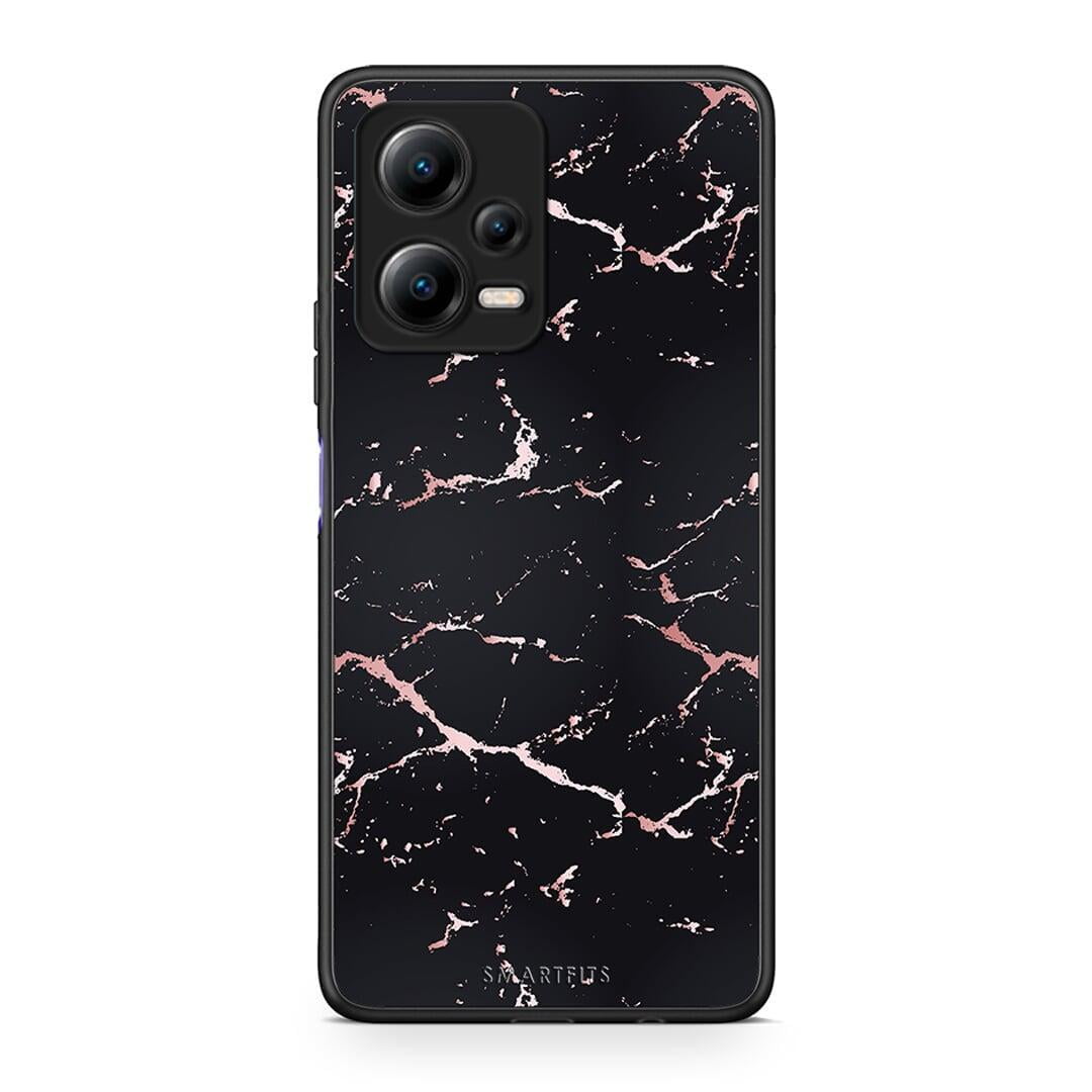 Θήκη Xiaomi Redmi Note 12 5G Marble Black Rosegold από τη Smartfits με σχέδιο στο πίσω μέρος και μαύρο περίβλημα | Xiaomi Redmi Note 12 5G Marble Black Rosegold Case with Colorful Back and Black Bezels