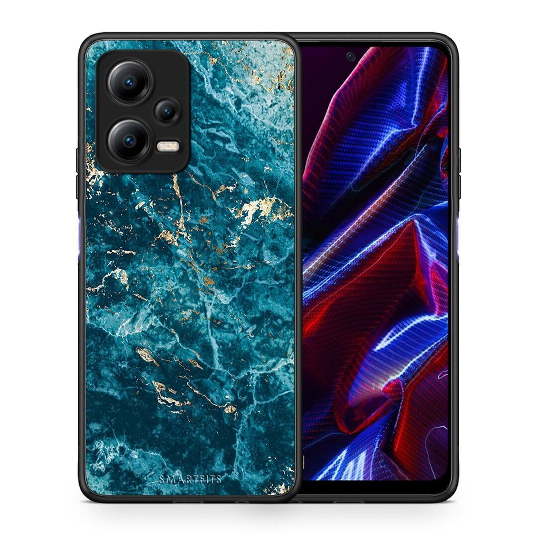 Θήκη Xiaomi Redmi Note 12 5G Marble Blue από τη Smartfits με σχέδιο στο πίσω μέρος και μαύρο περίβλημα | Xiaomi Redmi Note 12 5G Marble Blue Case with Colorful Back and Black Bezels