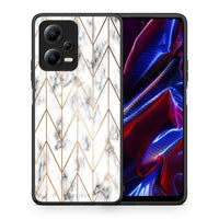 Thumbnail for Θήκη Xiaomi Redmi Note 12 5G Marble Gold Geometric από τη Smartfits με σχέδιο στο πίσω μέρος και μαύρο περίβλημα | Xiaomi Redmi Note 12 5G Marble Gold Geometric Case with Colorful Back and Black Bezels