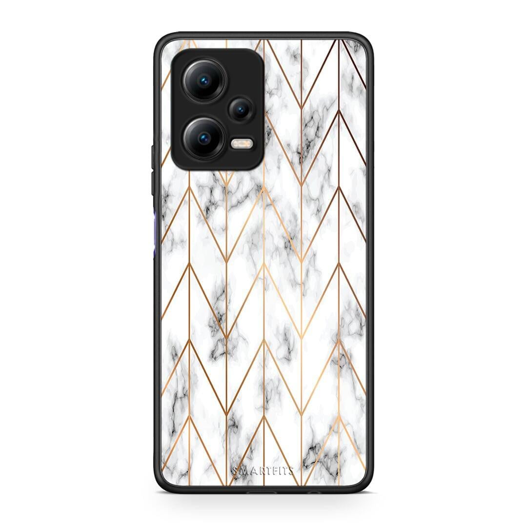 Θήκη Xiaomi Redmi Note 12 5G Marble Gold Geometric από τη Smartfits με σχέδιο στο πίσω μέρος και μαύρο περίβλημα | Xiaomi Redmi Note 12 5G Marble Gold Geometric Case with Colorful Back and Black Bezels