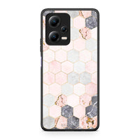 Thumbnail for Θήκη Xiaomi Redmi Note 12 5G Marble Hexagon Pink από τη Smartfits με σχέδιο στο πίσω μέρος και μαύρο περίβλημα | Xiaomi Redmi Note 12 5G Marble Hexagon Pink Case with Colorful Back and Black Bezels