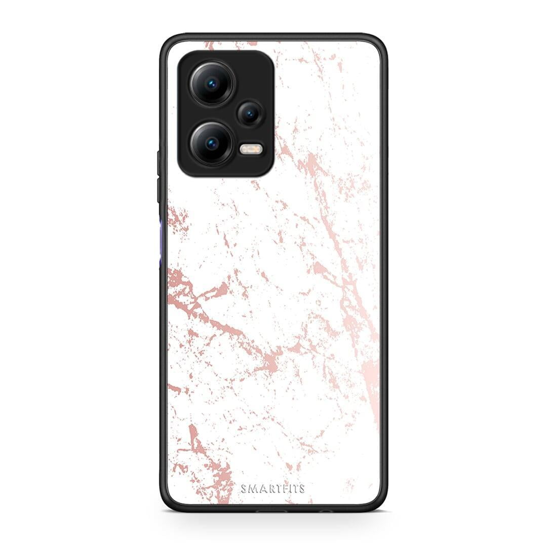 Θήκη Xiaomi Redmi Note 12 5G Marble Pink Splash από τη Smartfits με σχέδιο στο πίσω μέρος και μαύρο περίβλημα | Xiaomi Redmi Note 12 5G Marble Pink Splash Case with Colorful Back and Black Bezels