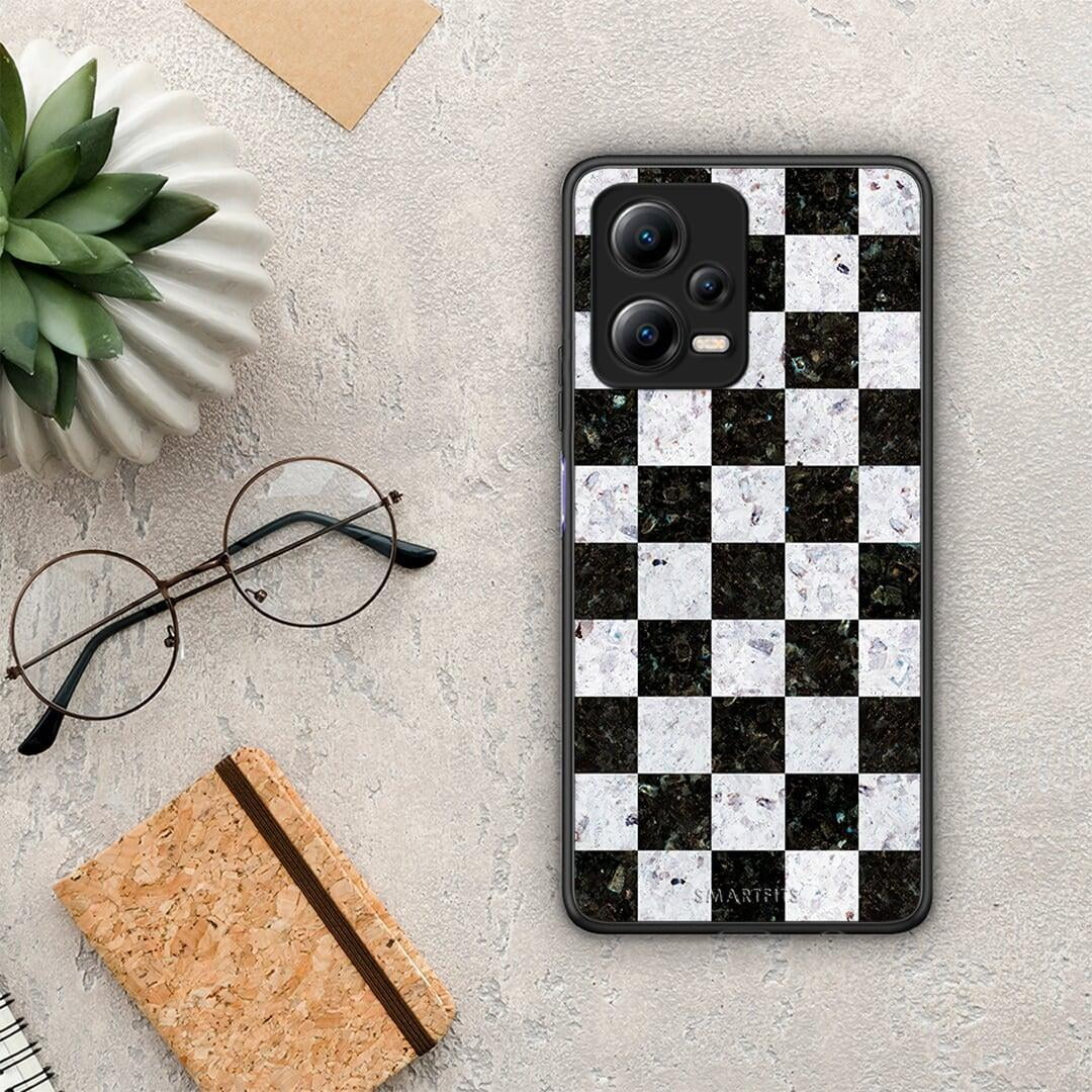 Θήκη Xiaomi Redmi Note 12 5G Marble Square Geometric από τη Smartfits με σχέδιο στο πίσω μέρος και μαύρο περίβλημα | Xiaomi Redmi Note 12 5G Marble Square Geometric Case with Colorful Back and Black Bezels