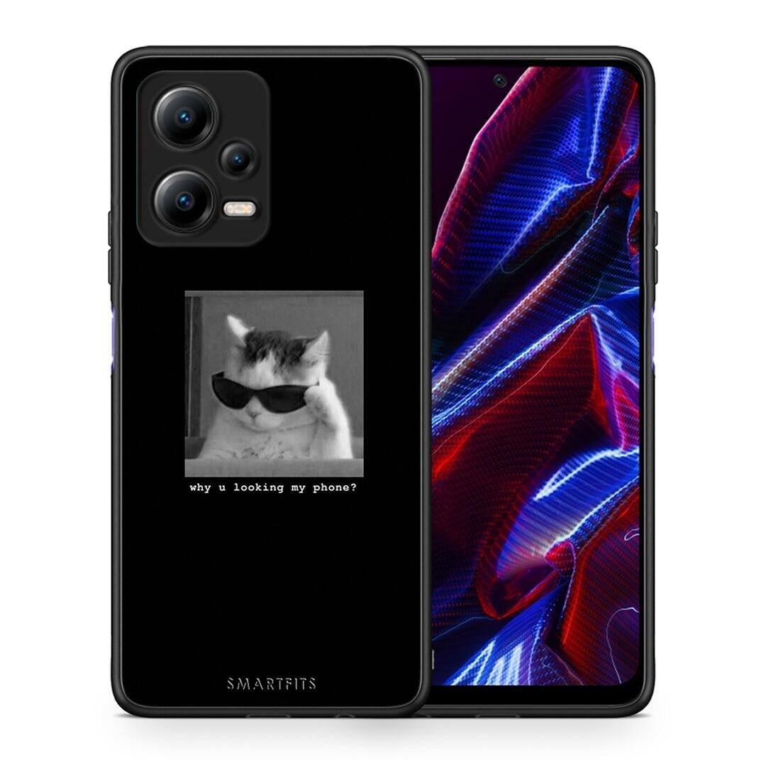 Θήκη Xiaomi Redmi Note 12 5G Meme Cat από τη Smartfits με σχέδιο στο πίσω μέρος και μαύρο περίβλημα | Xiaomi Redmi Note 12 5G Meme Cat Case with Colorful Back and Black Bezels