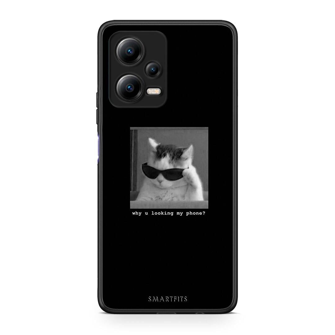 Θήκη Xiaomi Redmi Note 12 5G Meme Cat από τη Smartfits με σχέδιο στο πίσω μέρος και μαύρο περίβλημα | Xiaomi Redmi Note 12 5G Meme Cat Case with Colorful Back and Black Bezels