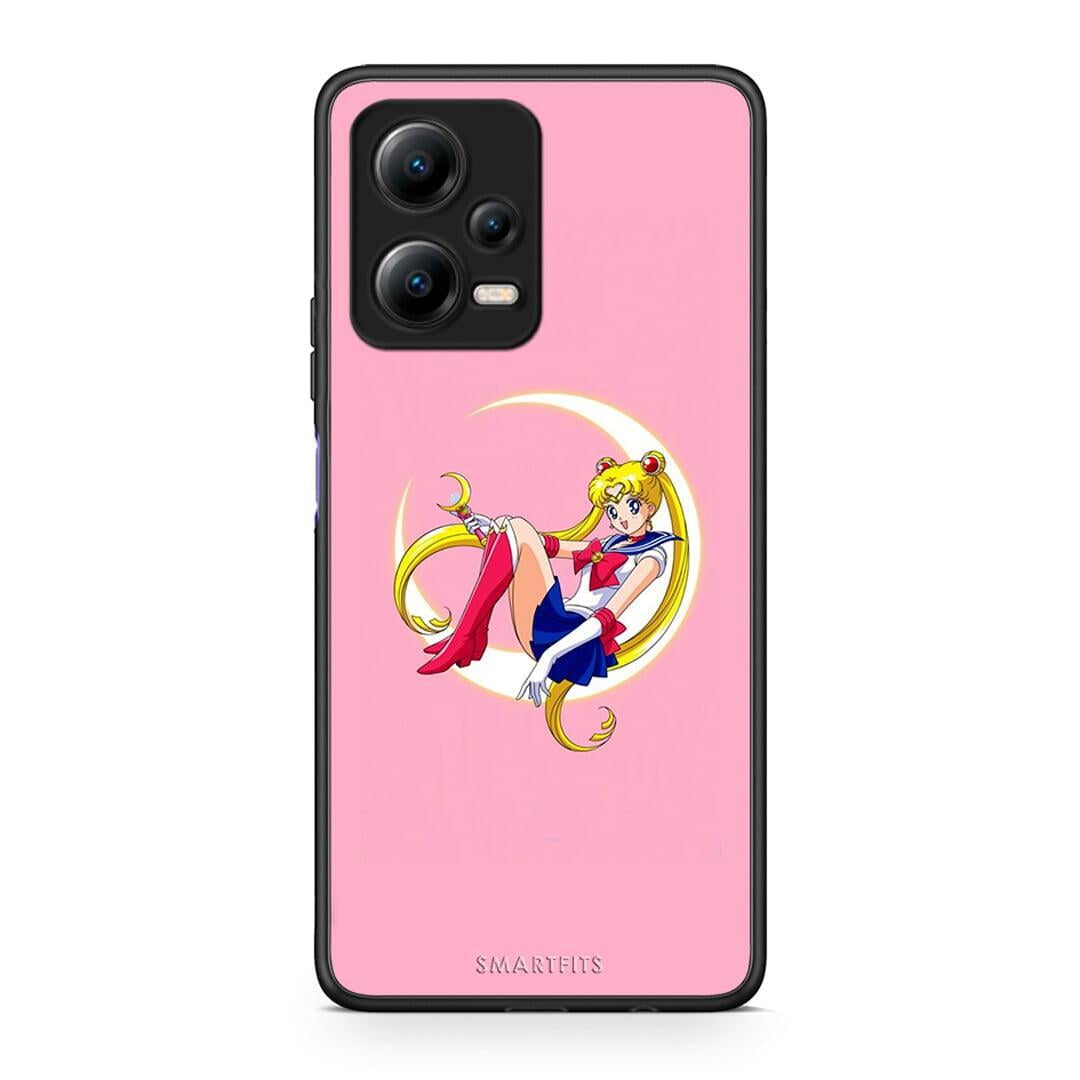 Θήκη Xiaomi Redmi Note 12 5G Moon Girl από τη Smartfits με σχέδιο στο πίσω μέρος και μαύρο περίβλημα | Xiaomi Redmi Note 12 5G Moon Girl Case with Colorful Back and Black Bezels