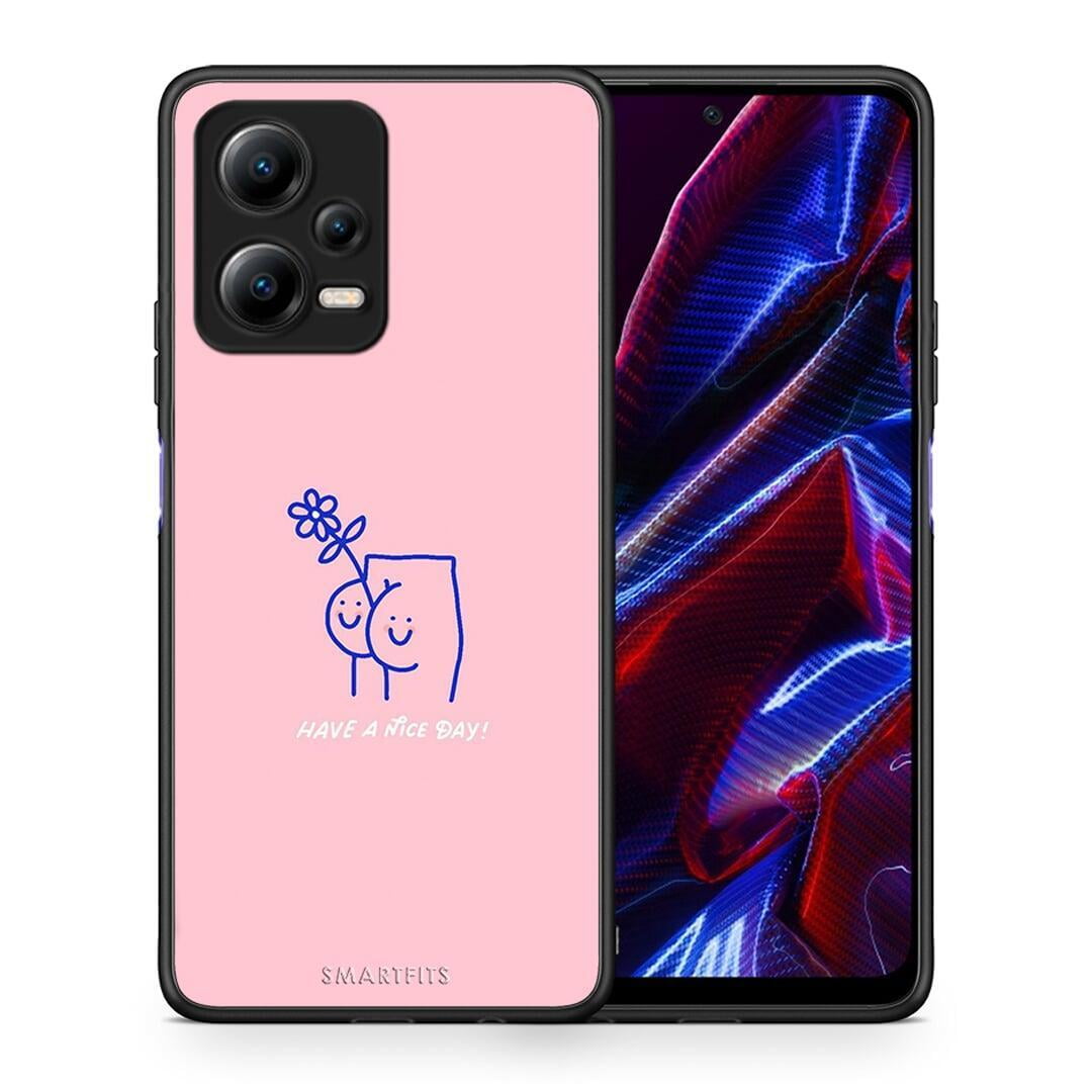 Θήκη Xiaomi Redmi Note 12 5G Nice Day από τη Smartfits με σχέδιο στο πίσω μέρος και μαύρο περίβλημα | Xiaomi Redmi Note 12 5G Nice Day Case with Colorful Back and Black Bezels