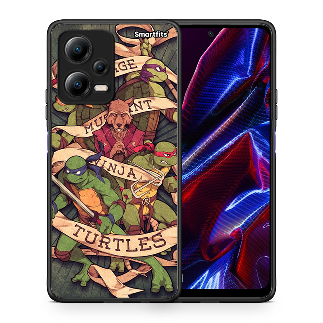 Θήκη Xiaomi Redmi Note 12 5G Ninja Turtles από τη Smartfits με σχέδιο στο πίσω μέρος και μαύρο περίβλημα | Xiaomi Redmi Note 12 5G Ninja Turtles Case with Colorful Back and Black Bezels