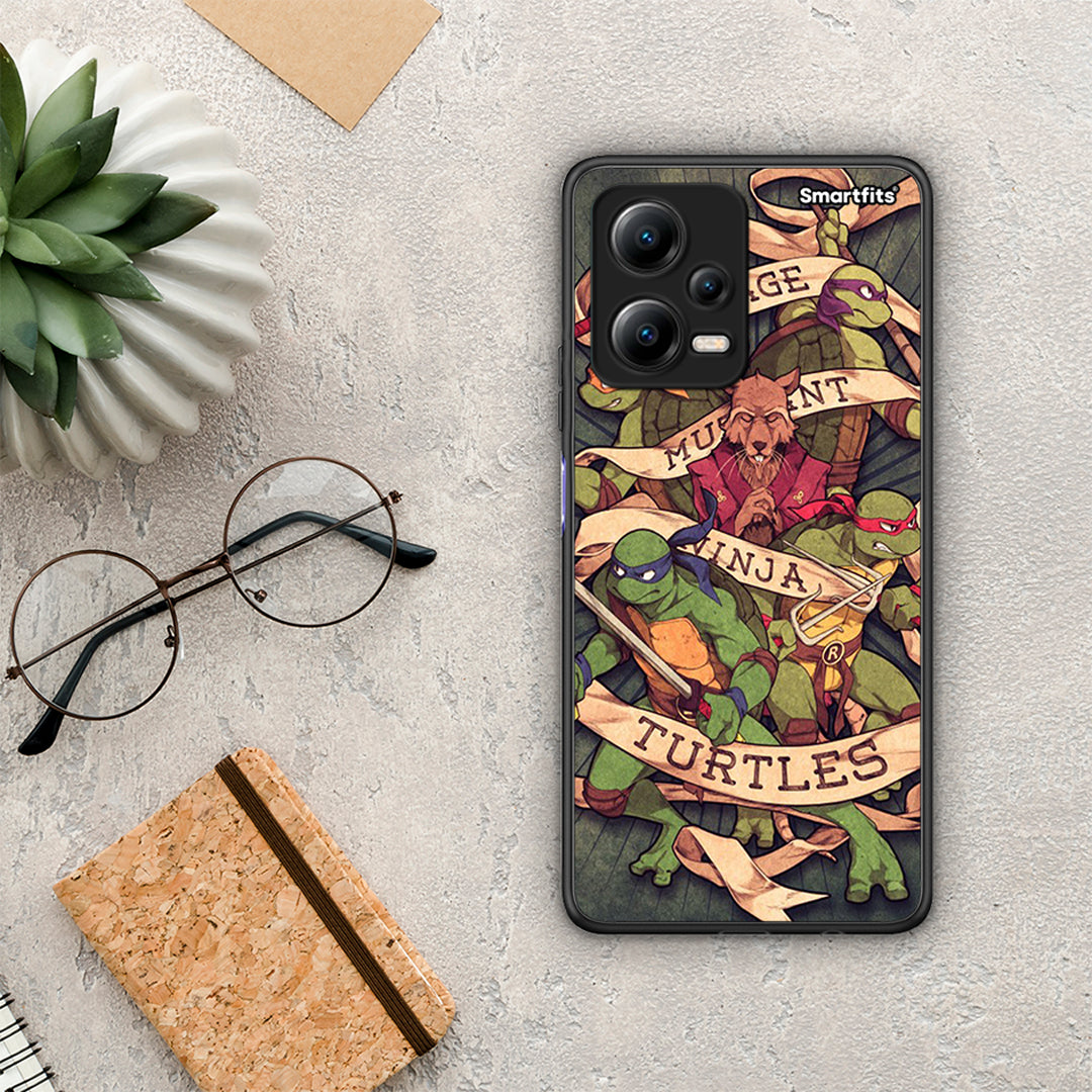 Θήκη Xiaomi Redmi Note 12 5G Ninja Turtles από τη Smartfits με σχέδιο στο πίσω μέρος και μαύρο περίβλημα | Xiaomi Redmi Note 12 5G Ninja Turtles Case with Colorful Back and Black Bezels