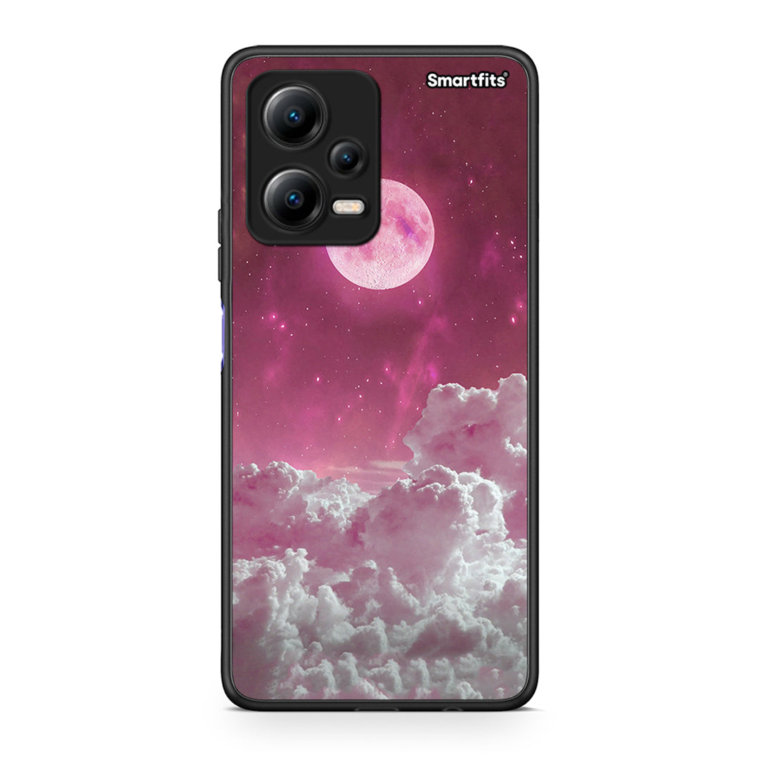 Θήκη Xiaomi Redmi Note 12 5G Pink Moon από τη Smartfits με σχέδιο στο πίσω μέρος και μαύρο περίβλημα | Xiaomi Redmi Note 12 5G Pink Moon Case with Colorful Back and Black Bezels