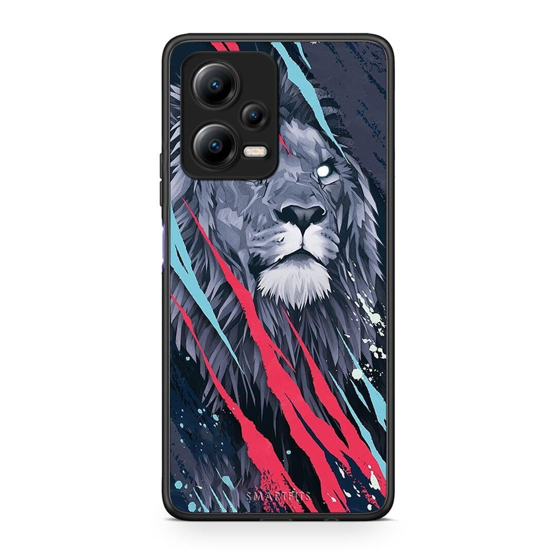 Θήκη Xiaomi Redmi Note 12 5G PopArt Lion Designer από τη Smartfits με σχέδιο στο πίσω μέρος και μαύρο περίβλημα | Xiaomi Redmi Note 12 5G PopArt Lion Designer Case with Colorful Back and Black Bezels