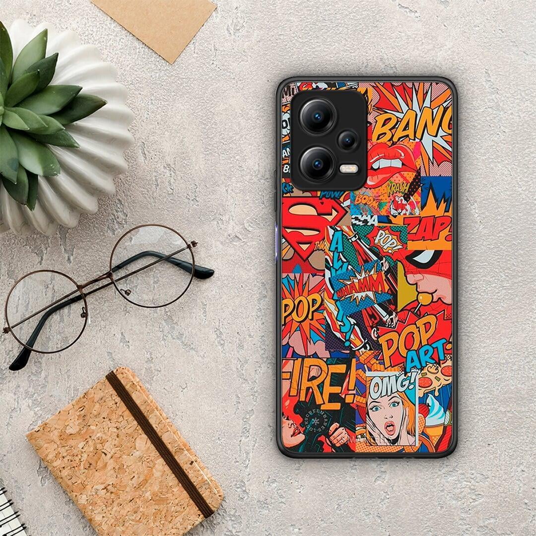 Θήκη Xiaomi Redmi Note 12 5G PopArt OMG από τη Smartfits με σχέδιο στο πίσω μέρος και μαύρο περίβλημα | Xiaomi Redmi Note 12 5G PopArt OMG Case with Colorful Back and Black Bezels