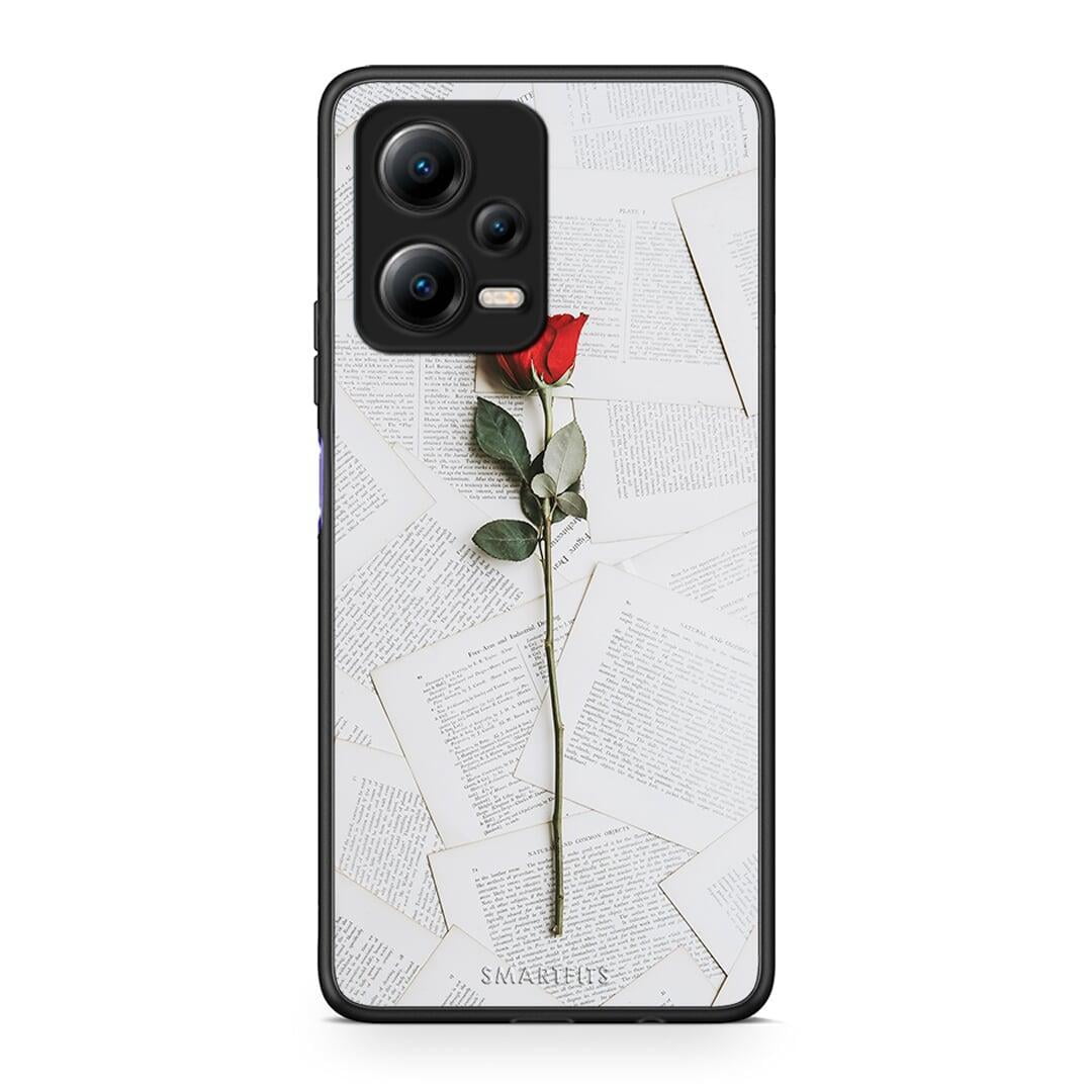 Θήκη Xiaomi Redmi Note 12 5G Red Rose από τη Smartfits με σχέδιο στο πίσω μέρος και μαύρο περίβλημα | Xiaomi Redmi Note 12 5G Red Rose Case with Colorful Back and Black Bezels