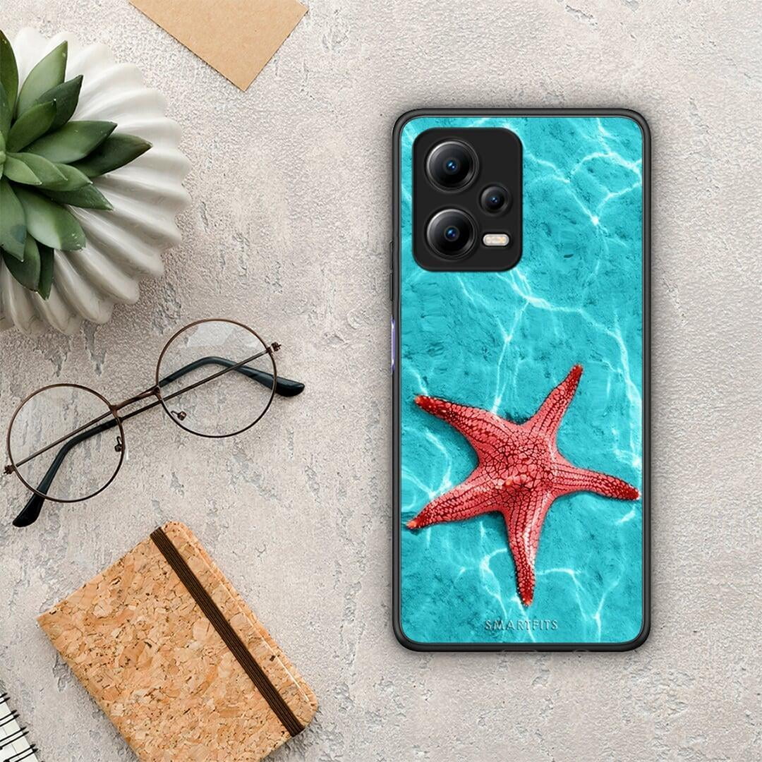 Θήκη Xiaomi Redmi Note 12 5G Red Starfish από τη Smartfits με σχέδιο στο πίσω μέρος και μαύρο περίβλημα | Xiaomi Redmi Note 12 5G Red Starfish Case with Colorful Back and Black Bezels