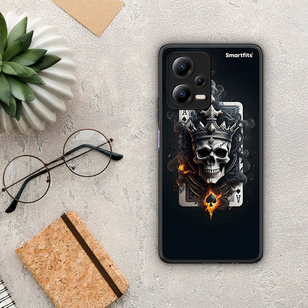 Θήκη Xiaomi Poco X5 5G Dual Skull King Ace από τη Smartfits με σχέδιο στο πίσω μέρος και μαύρο περίβλημα | Xiaomi Poco X5 5G Dual Skull King Ace Case with Colorful Back and Black Bezels