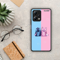 Thumbnail for Θήκη Xiaomi Redmi Note 12 5G Stitch And Angel από τη Smartfits με σχέδιο στο πίσω μέρος και μαύρο περίβλημα | Xiaomi Redmi Note 12 5G Stitch And Angel Case with Colorful Back and Black Bezels