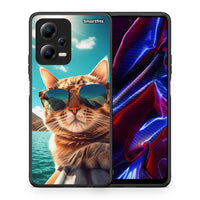 Thumbnail for Θήκη Xiaomi Redmi Note 12 5G Summer Cat από τη Smartfits με σχέδιο στο πίσω μέρος και μαύρο περίβλημα | Xiaomi Redmi Note 12 5G Summer Cat Case with Colorful Back and Black Bezels