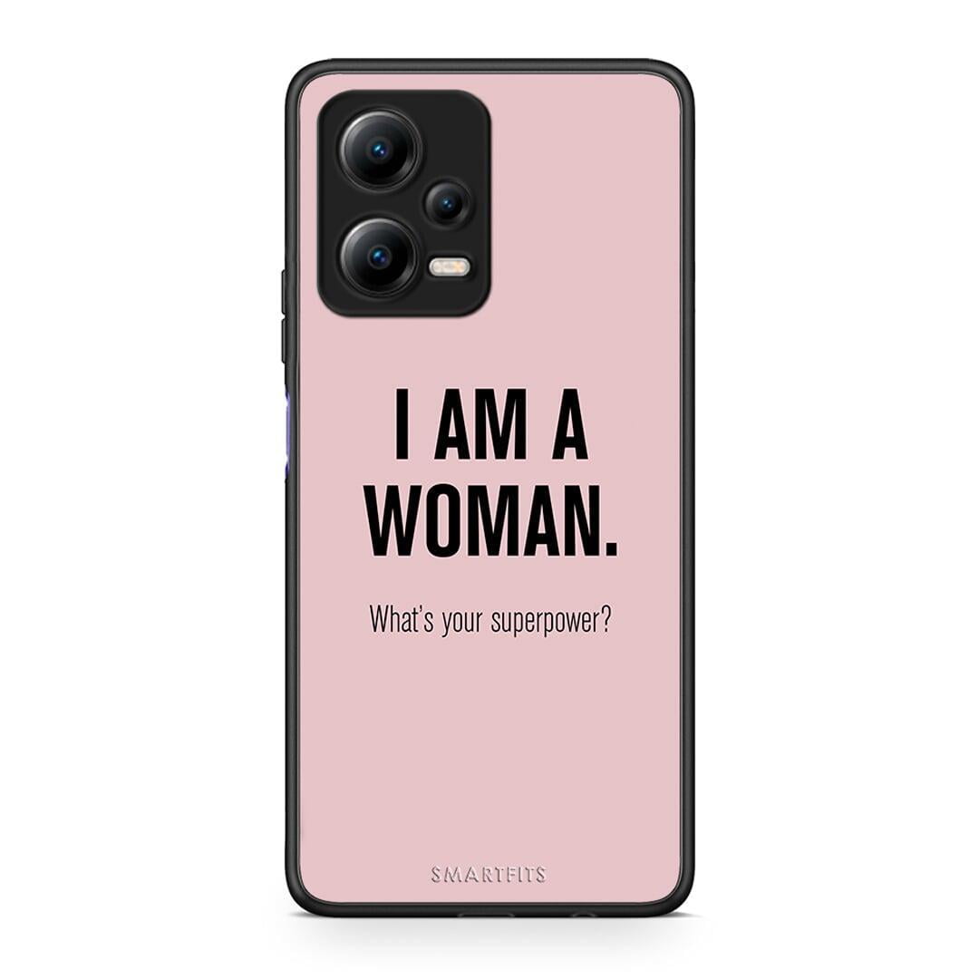 Θήκη Xiaomi Redmi Note 12 5G Superpower Woman από τη Smartfits με σχέδιο στο πίσω μέρος και μαύρο περίβλημα | Xiaomi Redmi Note 12 5G Superpower Woman Case with Colorful Back and Black Bezels