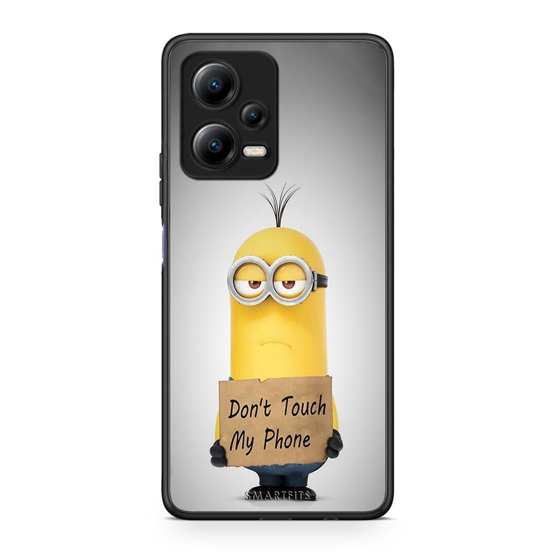 Θήκη Xiaomi Redmi Note 12 5G Text Minion από τη Smartfits με σχέδιο στο πίσω μέρος και μαύρο περίβλημα | Xiaomi Redmi Note 12 5G Text Minion Case with Colorful Back and Black Bezels