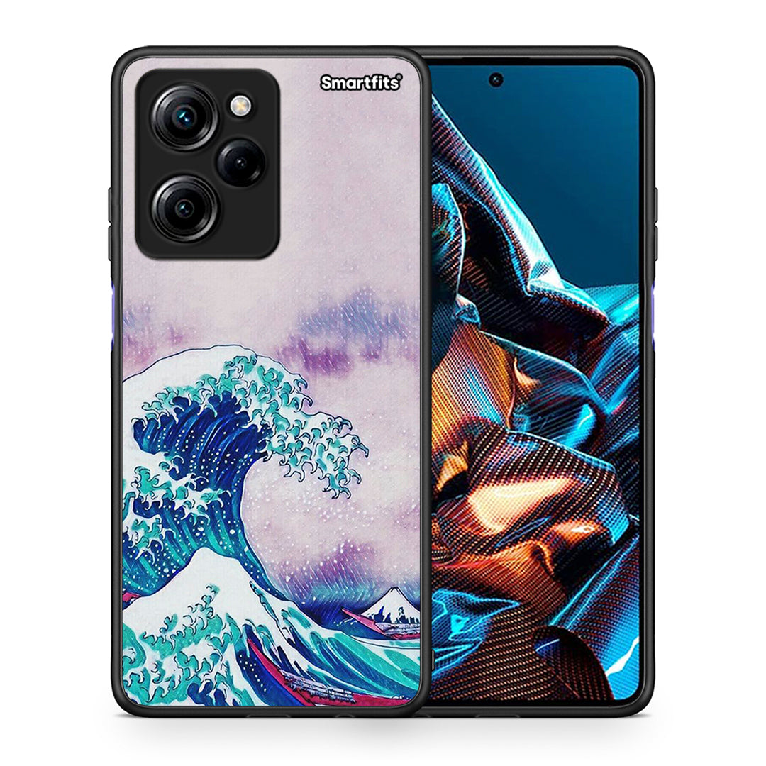 Θήκη Xiaomi Poco X5 Pro 5G Dual Blue Waves από τη Smartfits με σχέδιο στο πίσω μέρος και μαύρο περίβλημα | Xiaomi Poco X5 Pro 5G Dual Blue Waves Case with Colorful Back and Black Bezels