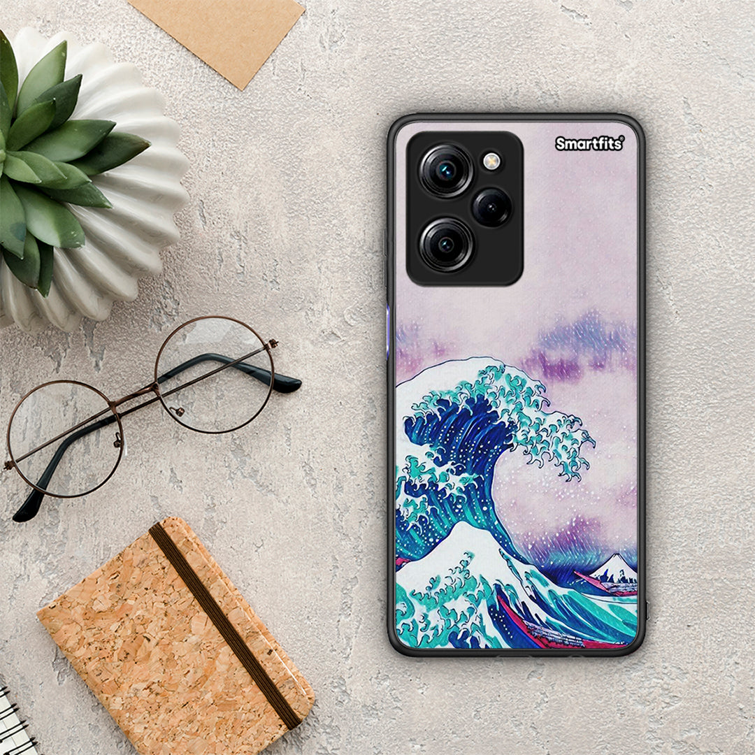 Θήκη Xiaomi Poco X5 Pro 5G Dual Blue Waves από τη Smartfits με σχέδιο στο πίσω μέρος και μαύρο περίβλημα | Xiaomi Poco X5 Pro 5G Dual Blue Waves Case with Colorful Back and Black Bezels