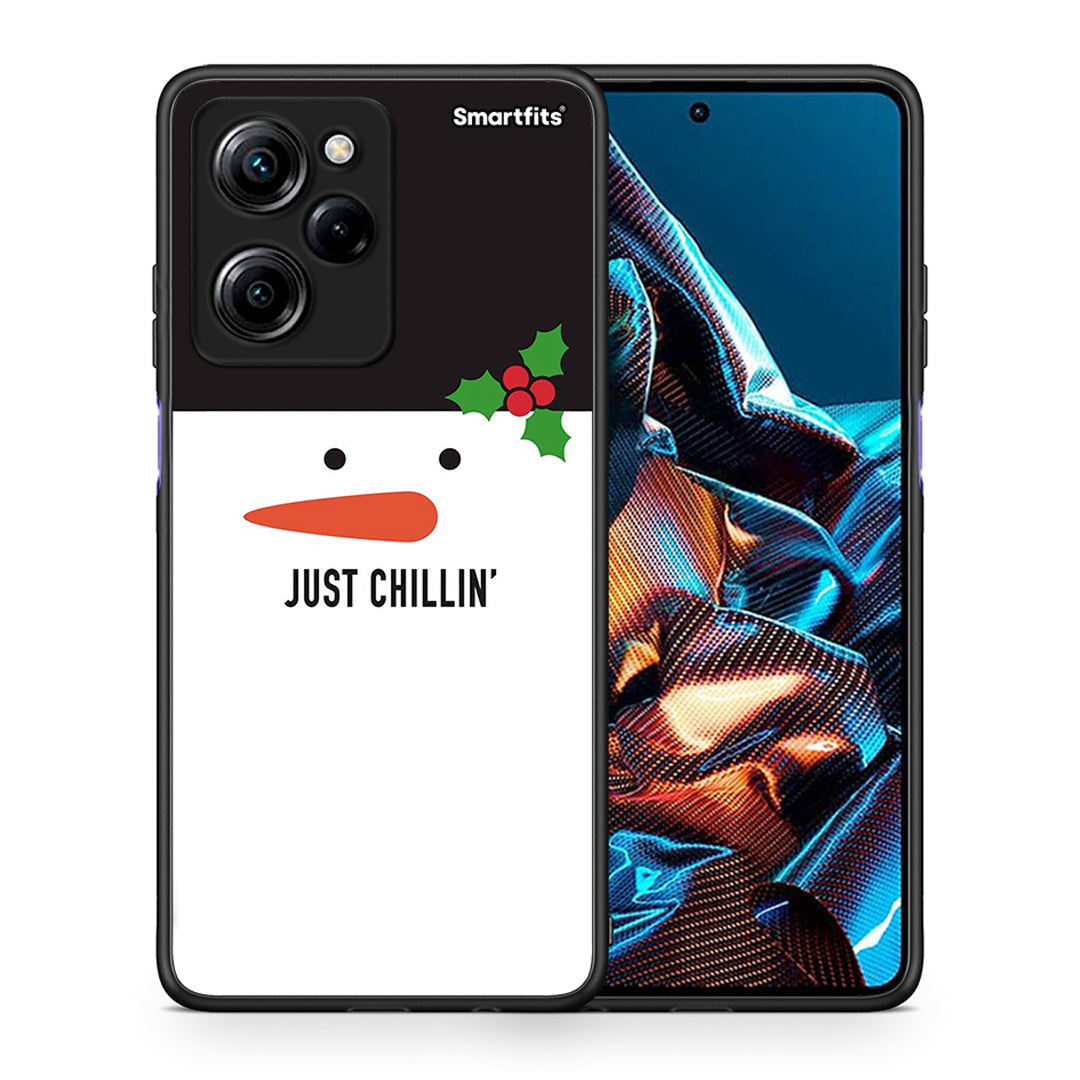 Θήκη Xiaomi Poco X5 Pro 5G Dual Christmas Chillin από τη Smartfits με σχέδιο στο πίσω μέρος και μαύρο περίβλημα | Xiaomi Poco X5 Pro 5G Dual Christmas Chillin Case with Colorful Back and Black Bezels