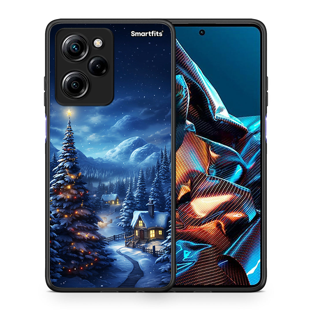 Θήκη Xiaomi Poco X5 Pro 5G Dual Christmas Scenery από τη Smartfits με σχέδιο στο πίσω μέρος και μαύρο περίβλημα | Xiaomi Poco X5 Pro 5G Dual Christmas Scenery Case with Colorful Back and Black Bezels