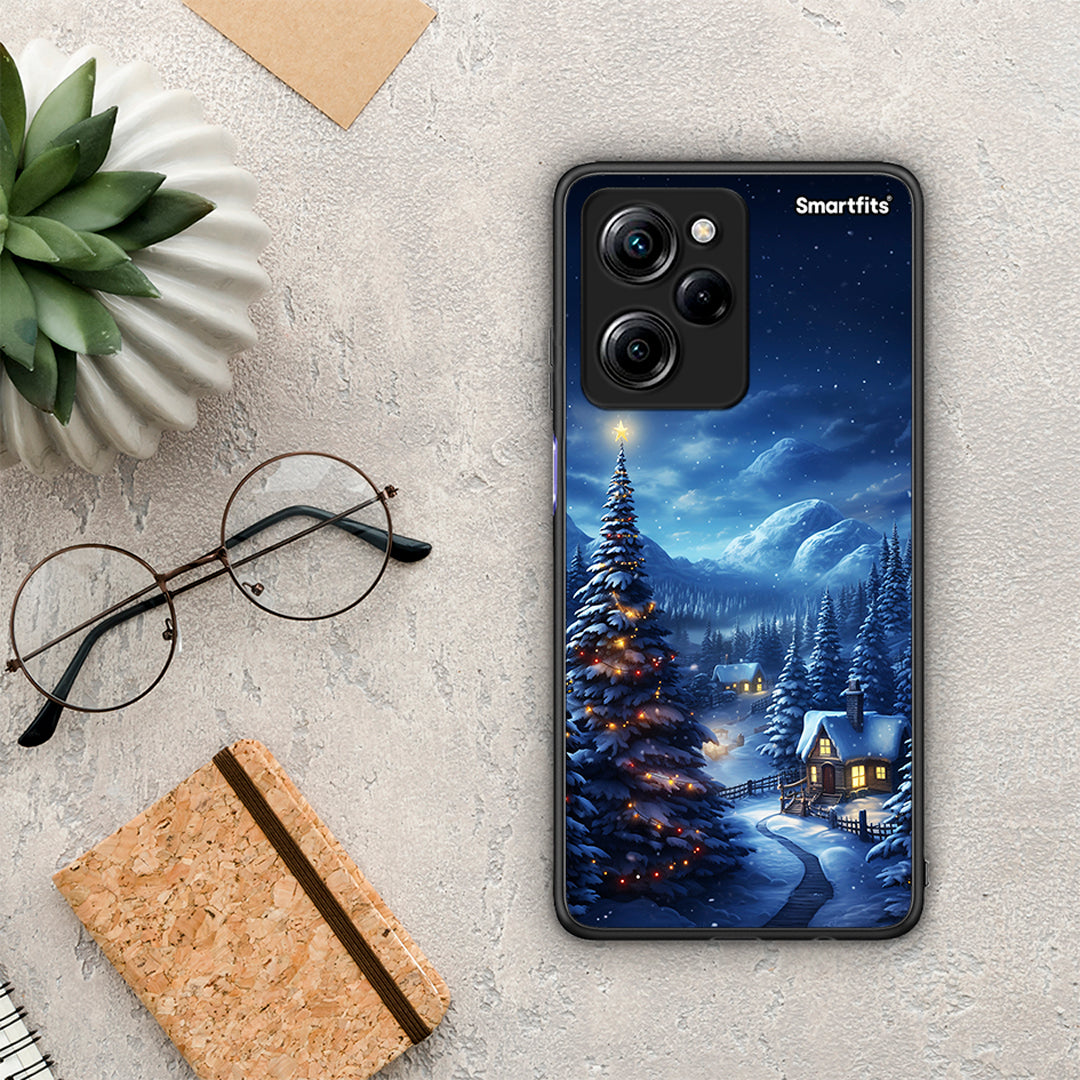 Θήκη Xiaomi Poco X5 Pro 5G Dual Christmas Scenery από τη Smartfits με σχέδιο στο πίσω μέρος και μαύρο περίβλημα | Xiaomi Poco X5 Pro 5G Dual Christmas Scenery Case with Colorful Back and Black Bezels