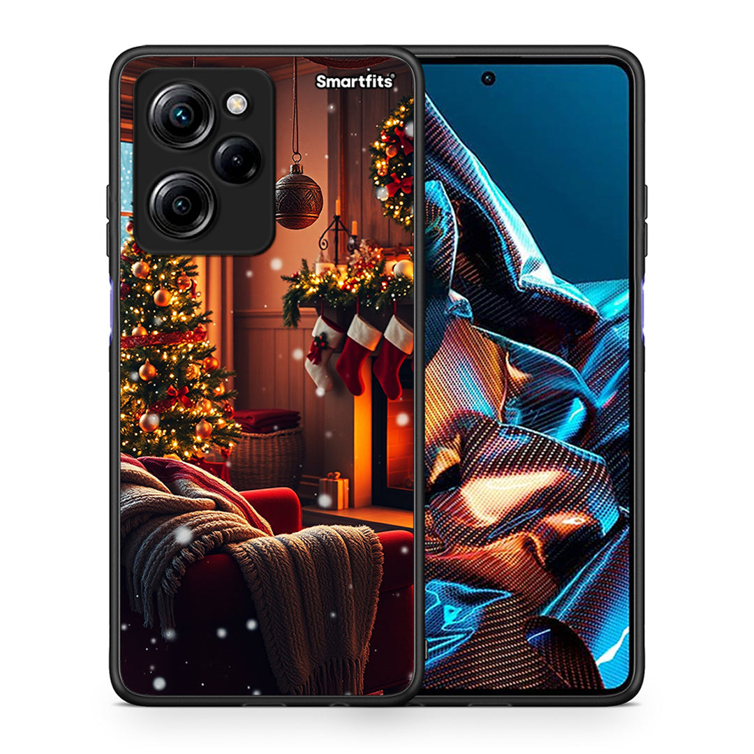 Θήκη Xiaomi Poco X5 Pro 5G Dual Home For Christmas από τη Smartfits με σχέδιο στο πίσω μέρος και μαύρο περίβλημα | Xiaomi Poco X5 Pro 5G Dual Home For Christmas Case with Colorful Back and Black Bezels