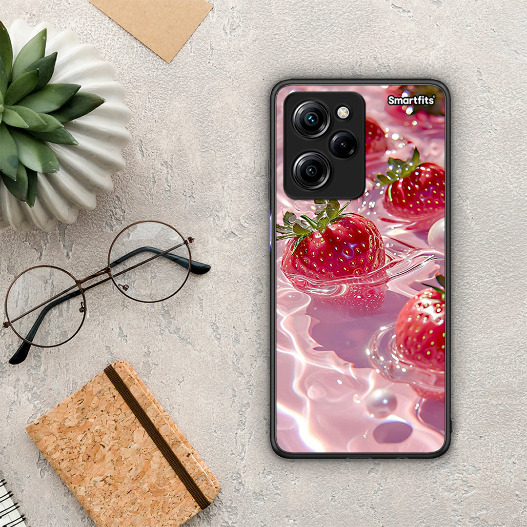 Θήκη Xiaomi Poco X5 Pro 5G Dual Juicy Strawberries από τη Smartfits με σχέδιο στο πίσω μέρος και μαύρο περίβλημα | Xiaomi Poco X5 Pro 5G Dual Juicy Strawberries Case with Colorful Back and Black Bezels