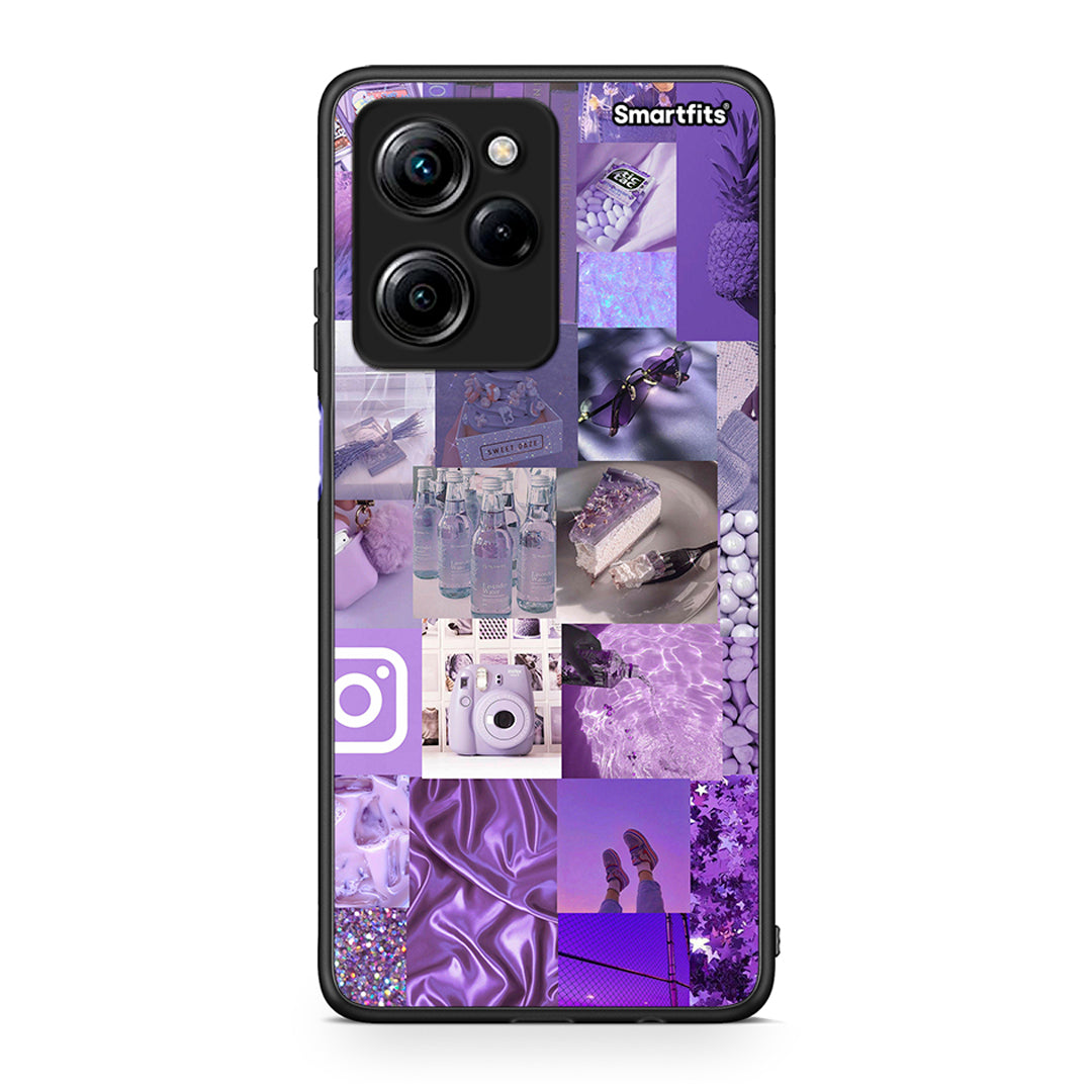 Θήκη Xiaomi Poco X5 Pro 5G Dual Purple Aesthetic Collage από τη Smartfits με σχέδιο στο πίσω μέρος και μαύρο περίβλημα | Xiaomi Poco X5 Pro 5G Dual Purple Aesthetic Collage Case with Colorful Back and Black Bezels